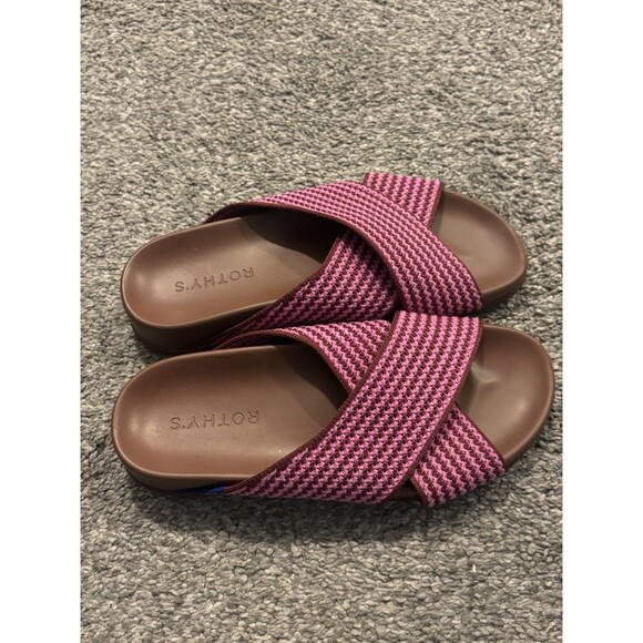 Rothy's The Weekend Slide Sandals Sangria Stripe Size 5.5 - Picture 1 of 7